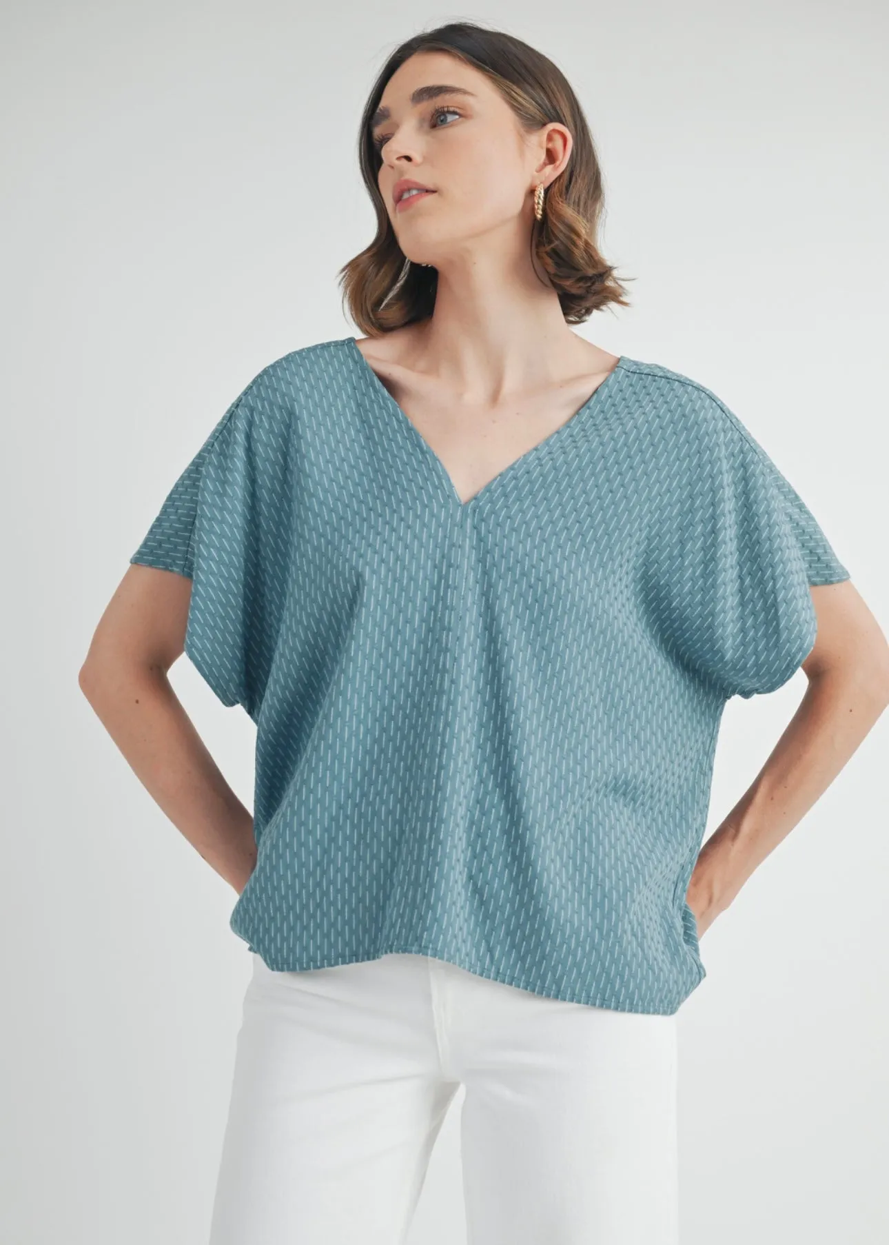 FINAL SALE - Teal Texture Top