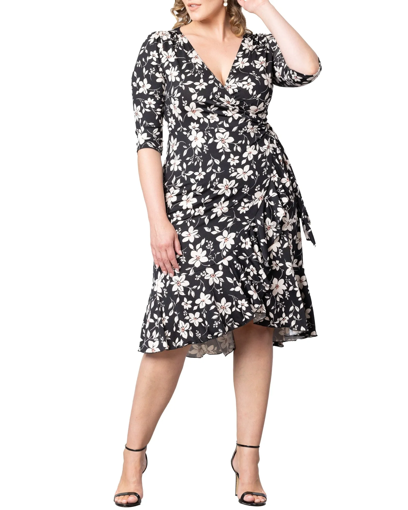 Flirty Flounce Wrap Dress | MIDNIGHT PETALS