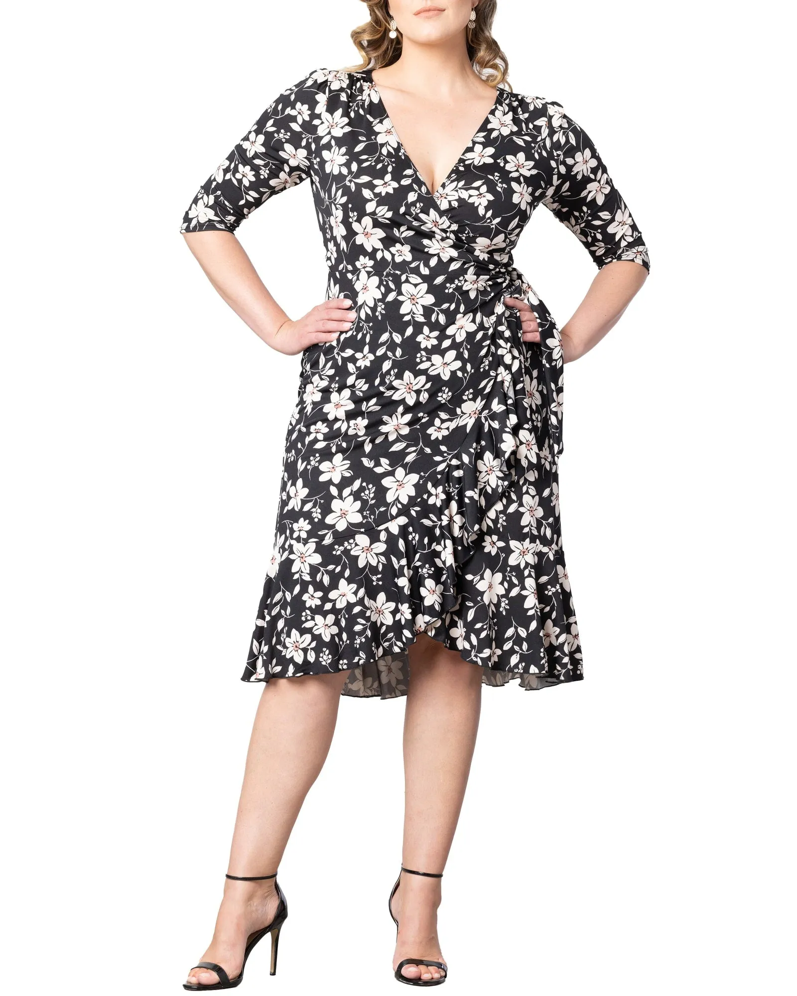 Flirty Flounce Wrap Dress | MIDNIGHT PETALS