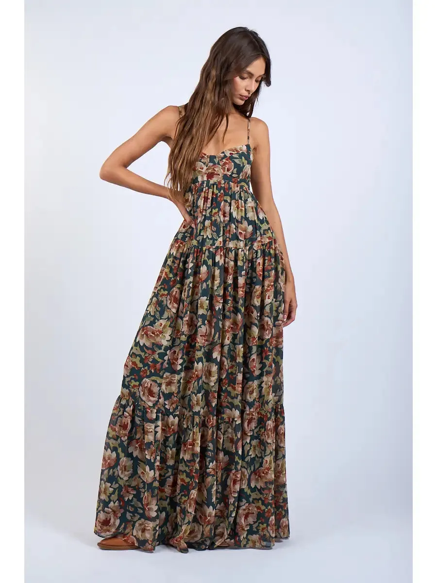 Floral Open Back Maxi Dress