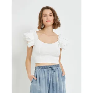 Flutter Sleeve Rib Top