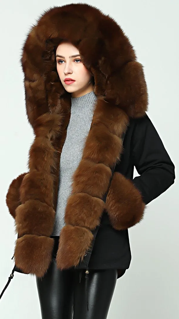 Fur-Lined, Hooded & Trimmed Parka Jacket