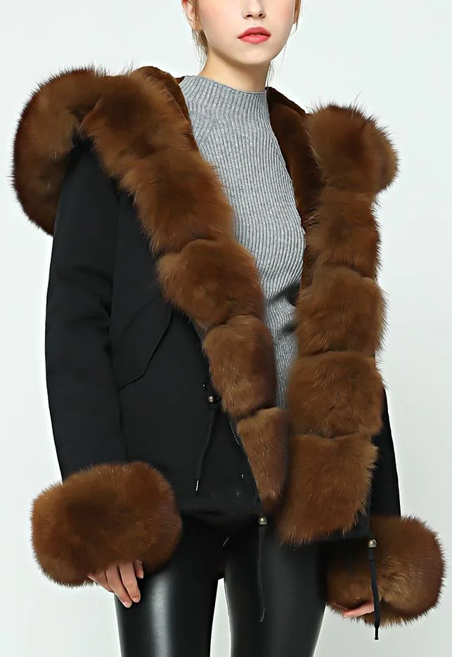 Fur-Lined, Hooded & Trimmed Parka Jacket