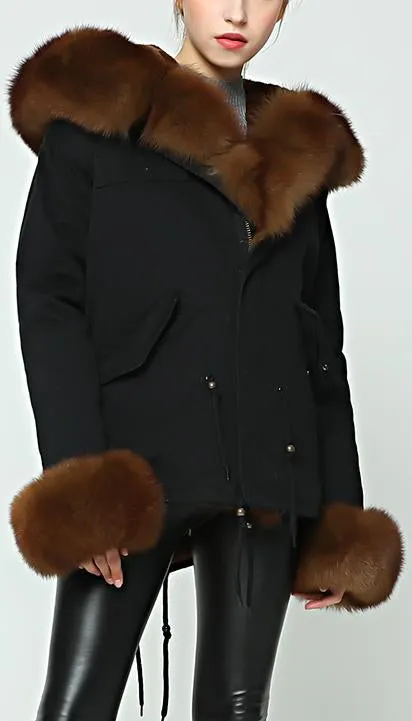 Fur-Lined, Hooded & Trimmed Parka Jacket