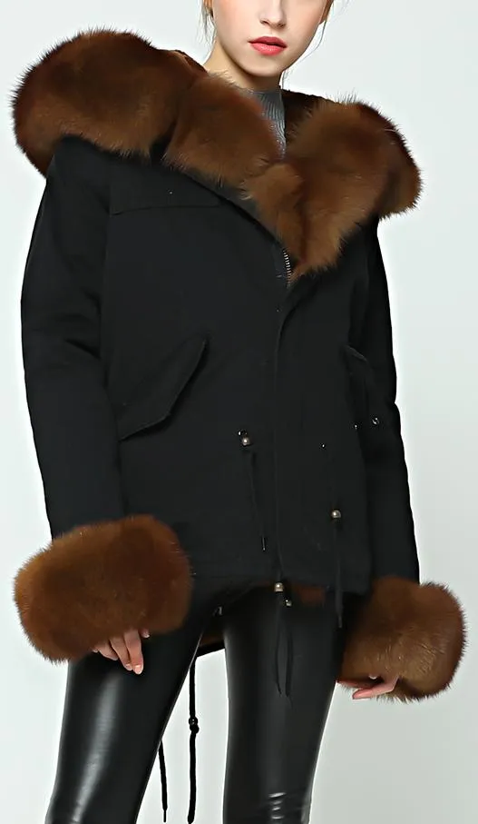 Fur-Lined, Hooded & Trimmed Parka Jacket