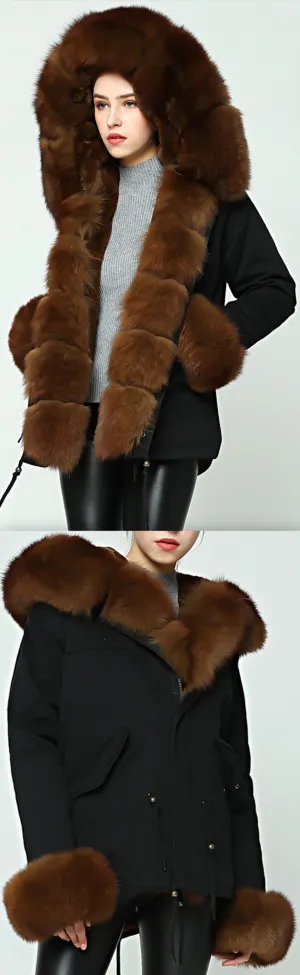 Fur-Lined, Hooded & Trimmed Parka Jacket