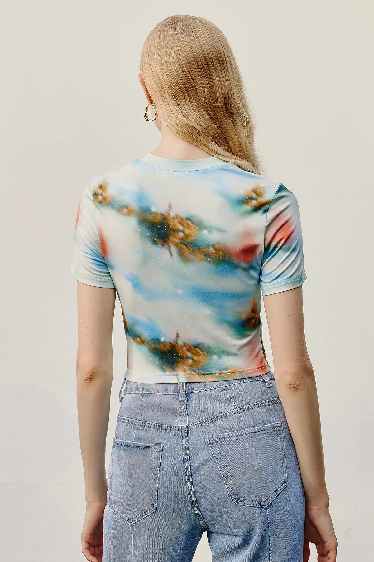 Galaxy Print Crop Tee