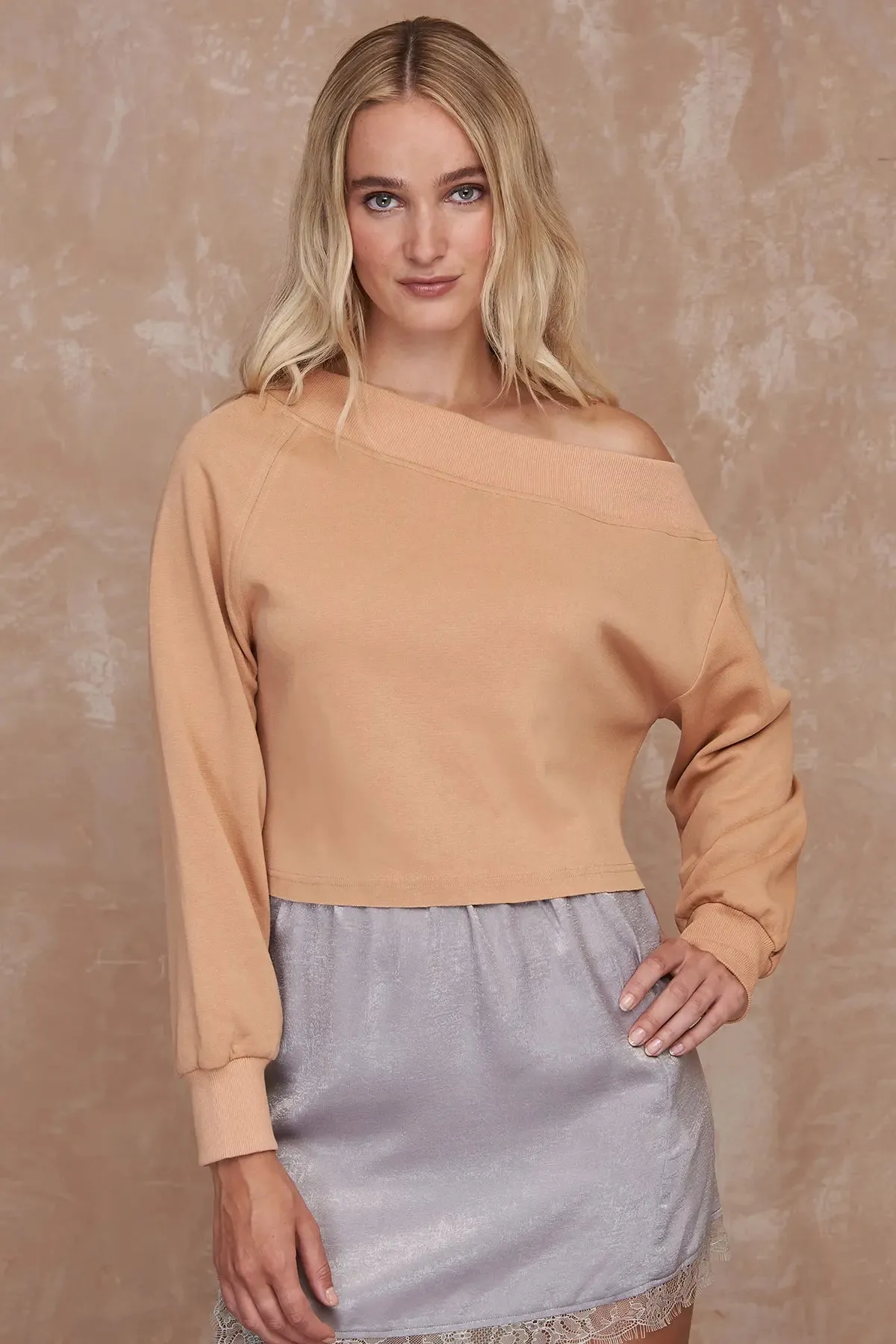 Glam One Shoulder Crop Sweatshirt