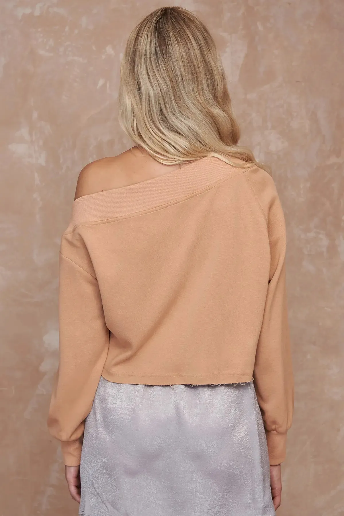 Glam One Shoulder Crop Sweatshirt