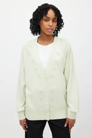 Green Cashmere Flower Cardigan