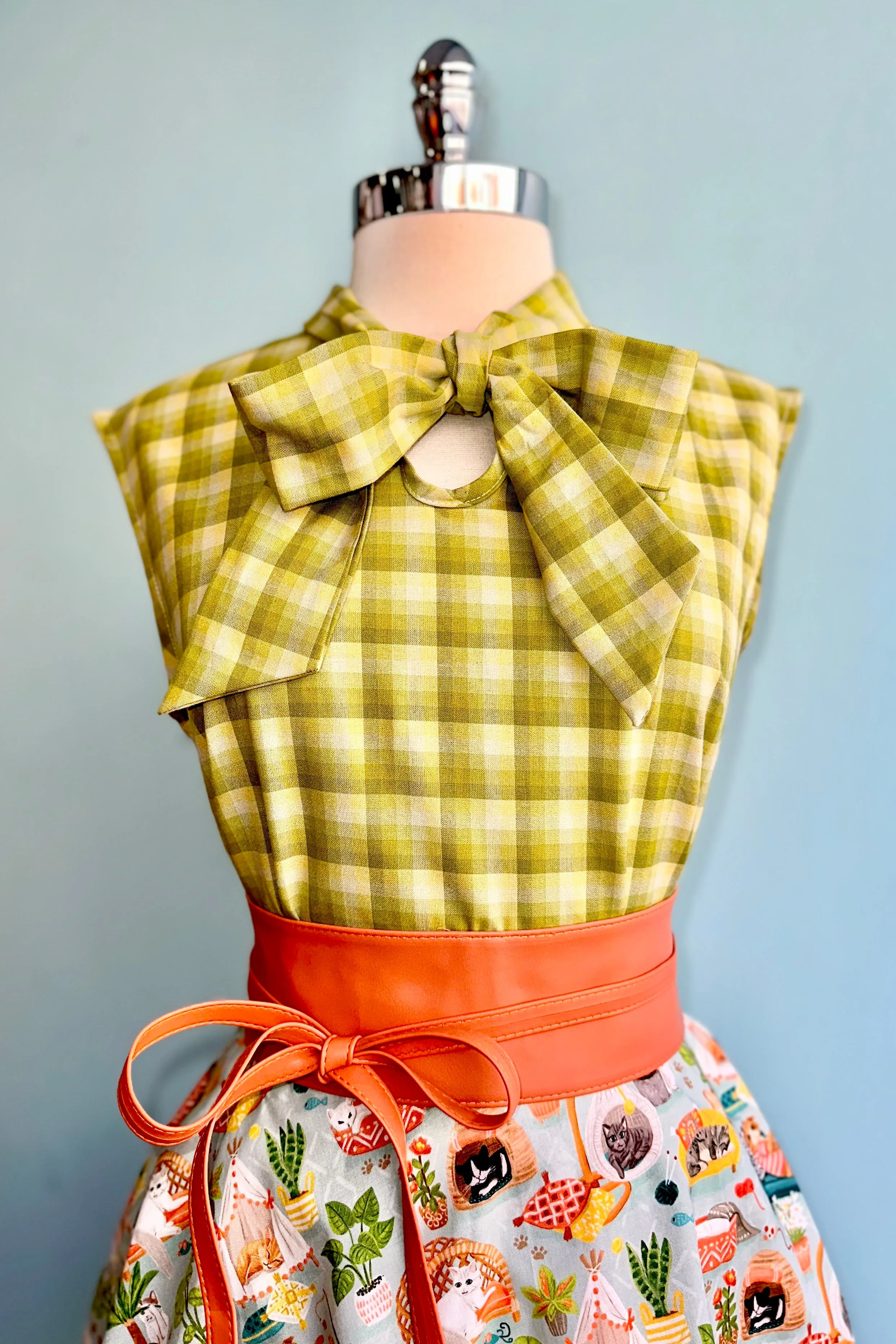 Green Plaid Bow Top by Retrolicious