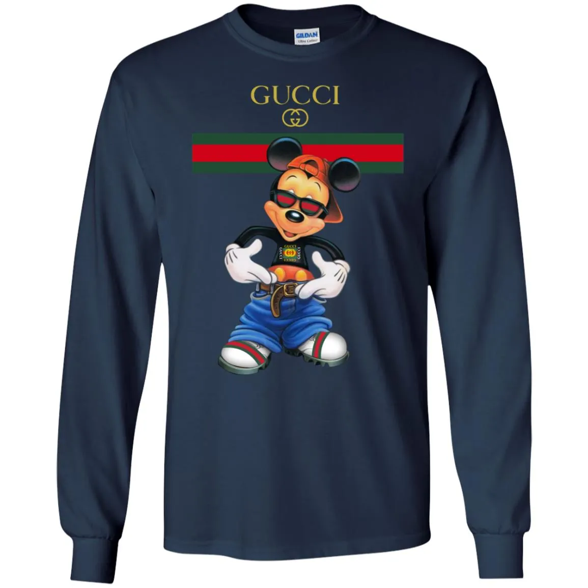 Gucci Logo Mickey Gift Trending T-shirt Men Long Sleeve Shirt