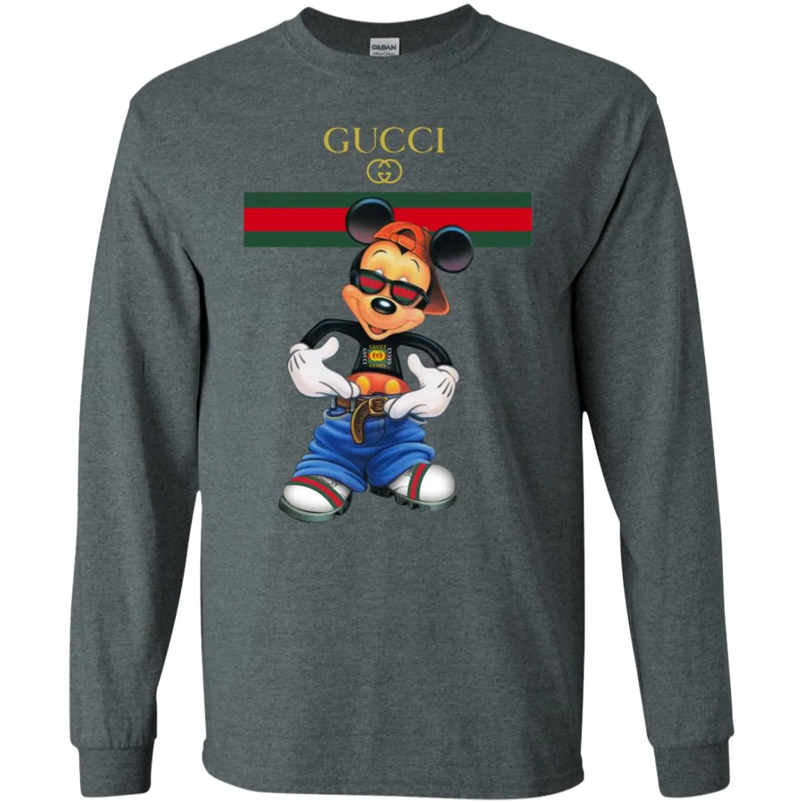 Gucci Logo Mickey Gift Trending T-shirt Men Long Sleeve Shirt