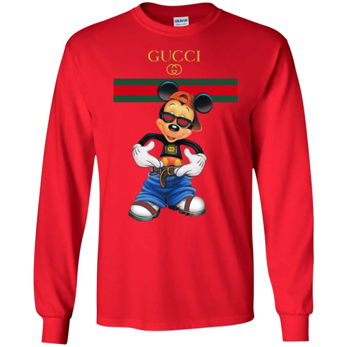 Gucci Logo Mickey Gift Trending T-shirt Men Long Sleeve Shirt