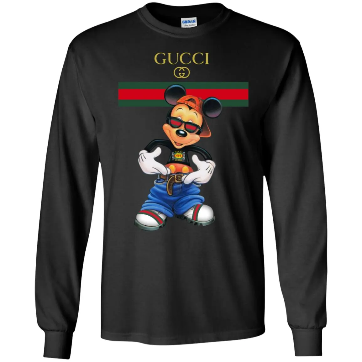 Gucci Logo Mickey Gift Trending T-shirt Men Long Sleeve Shirt