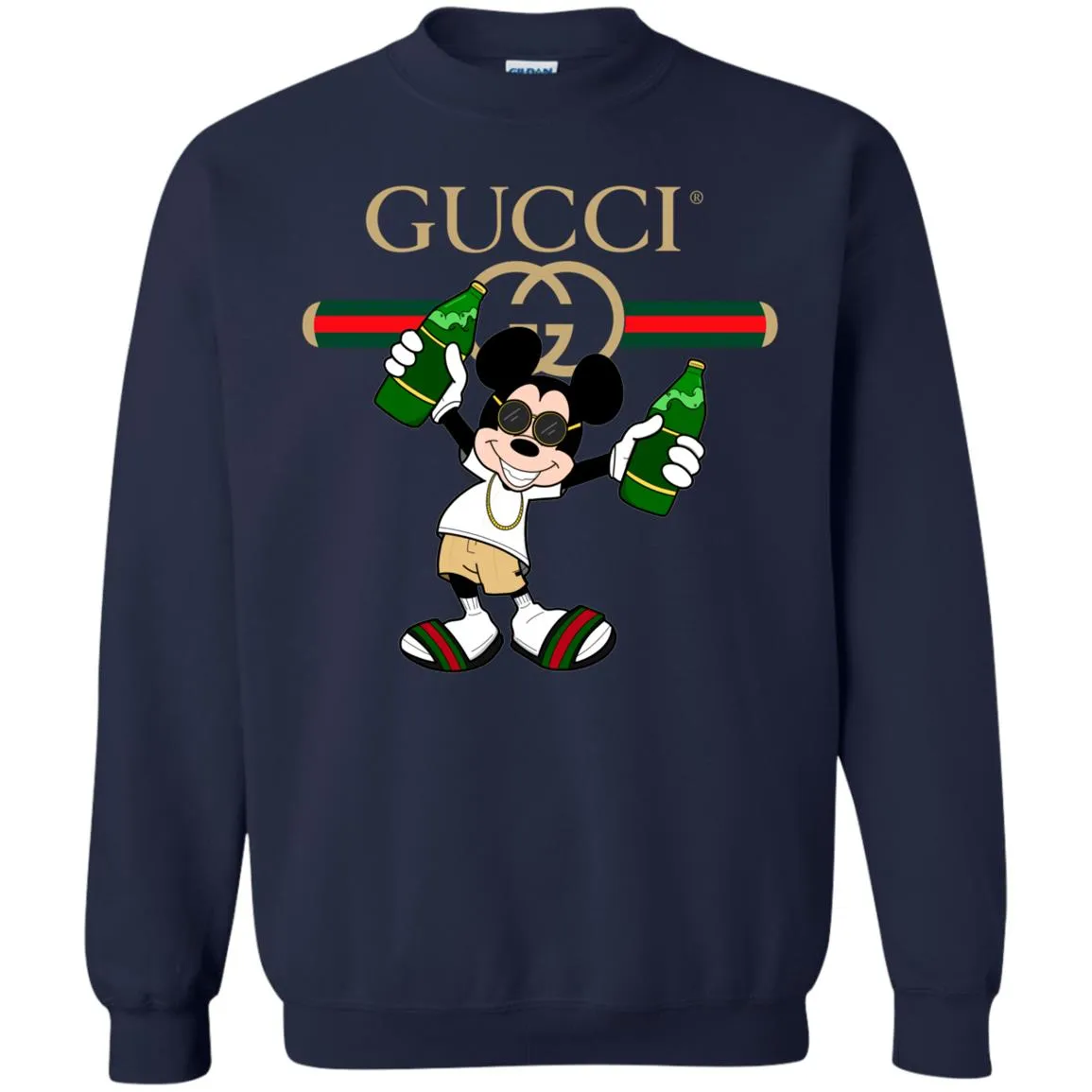 Gucci Mickey Mouse Drink Beer T-shirt Crewneck Pullover Sweatshirt