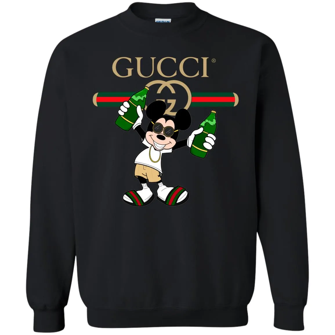 Gucci Mickey Mouse Drink Beer T-shirt Crewneck Pullover Sweatshirt