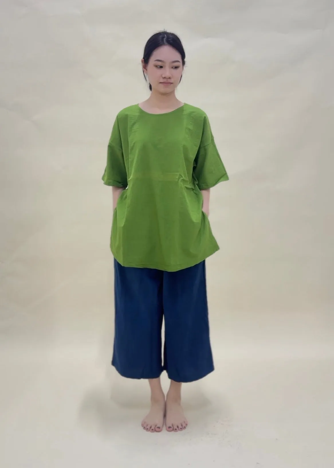 Hand Dyed Long Top in Green