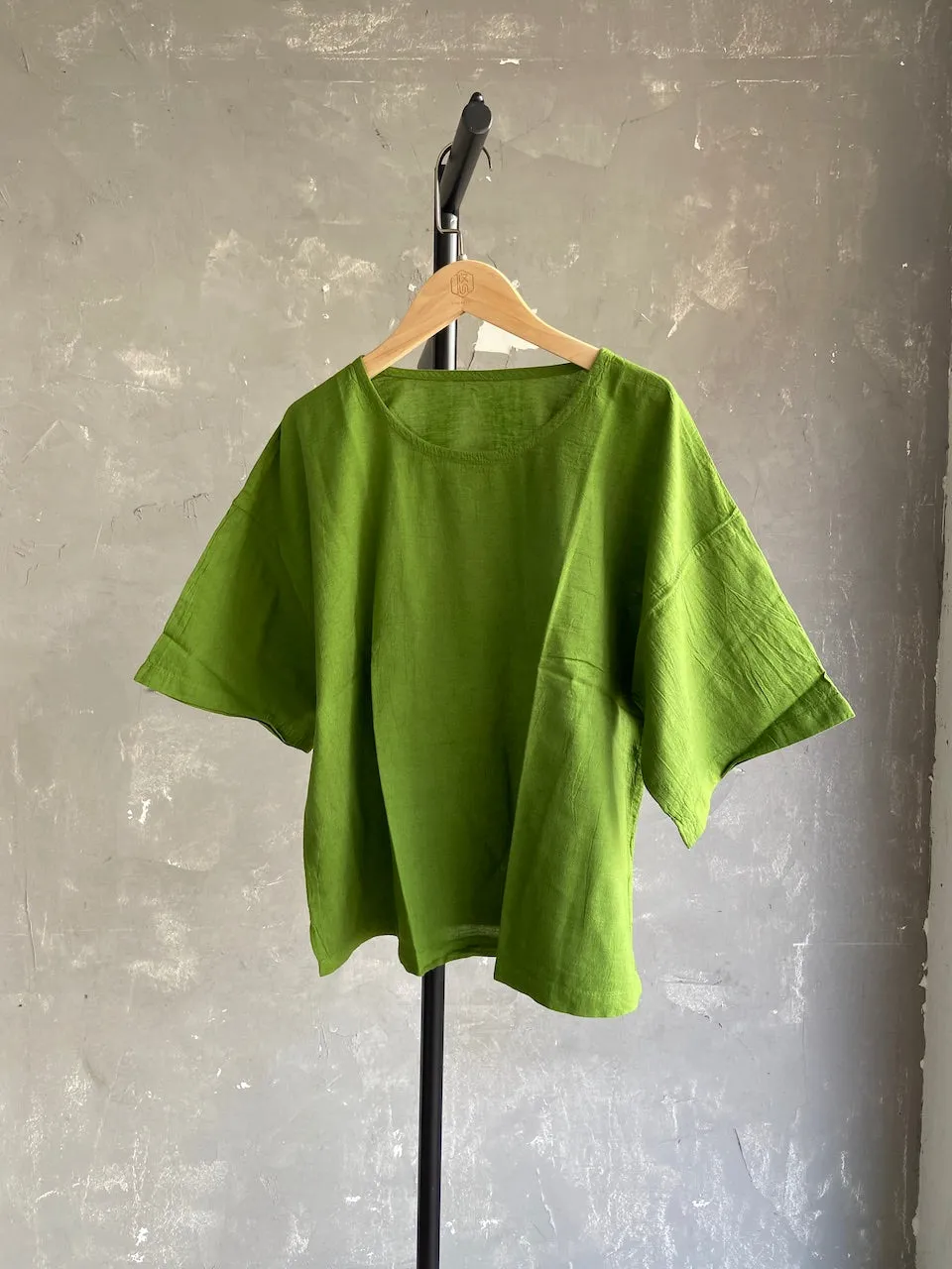 Hand Dyed Short Top in Apple Green