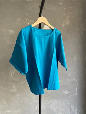 Hand Dyed Short Top in Turquoise