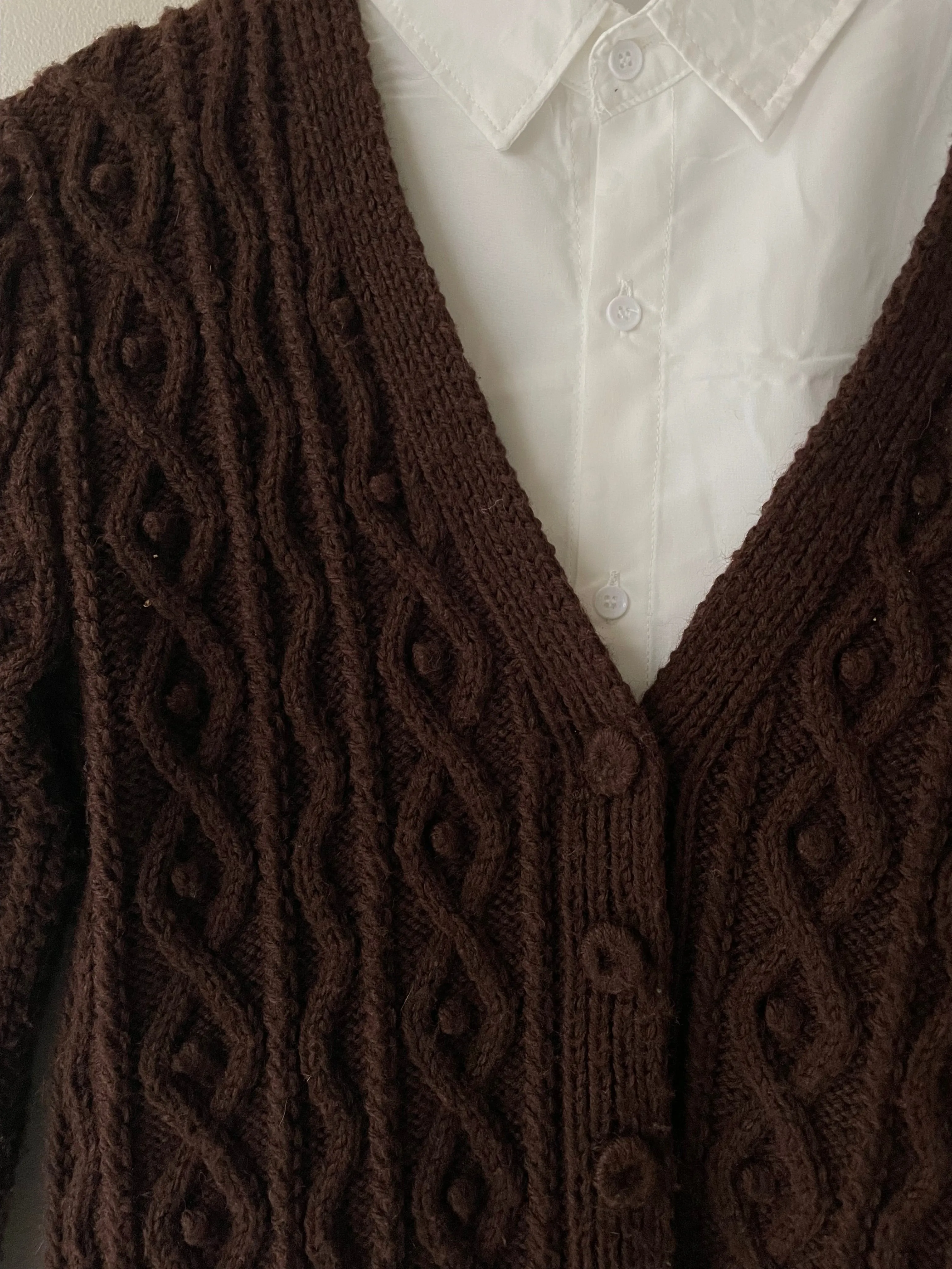 Handknit Worsted Wool Cardigan