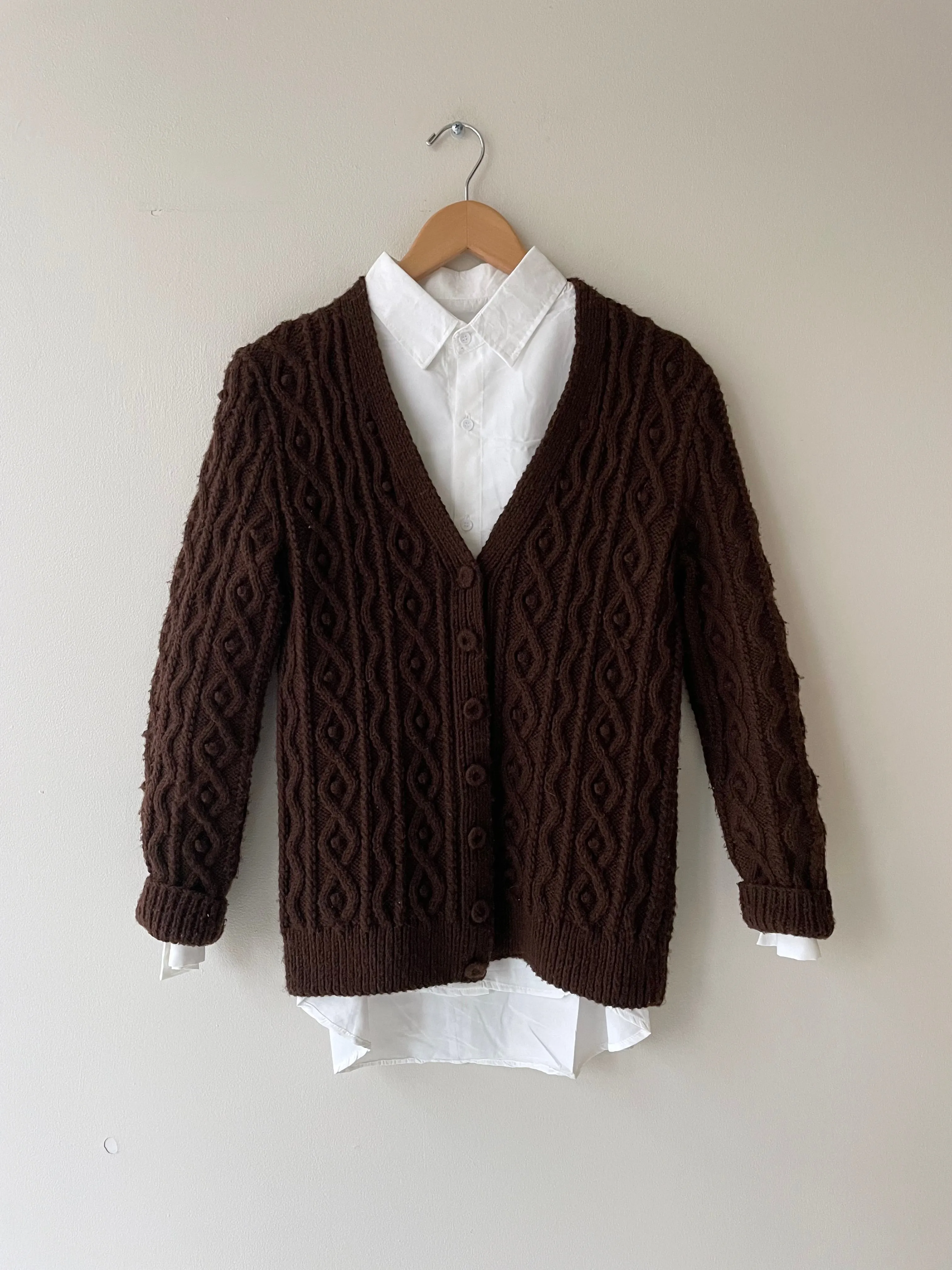 Handknit Worsted Wool Cardigan