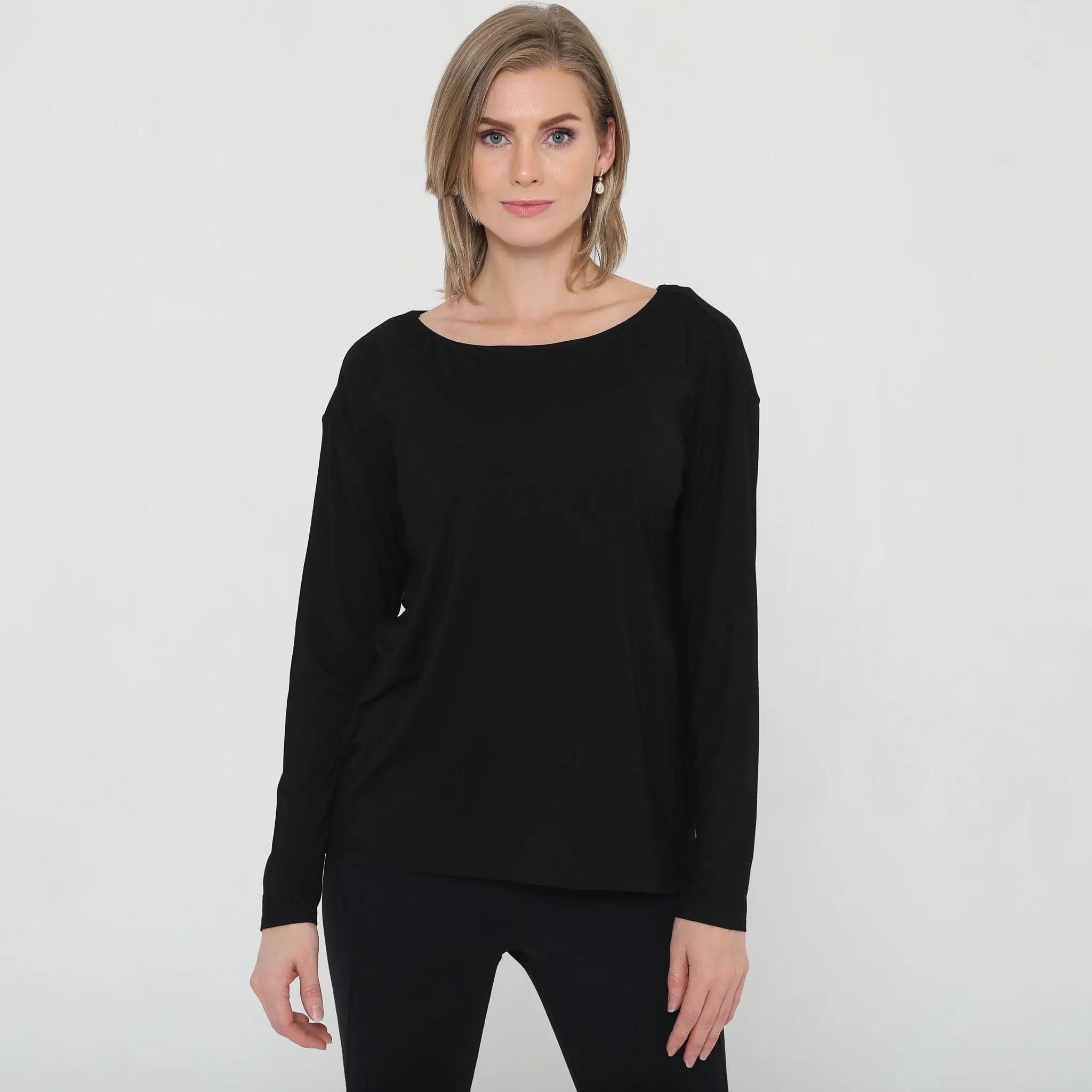 Hazel Open Back Long Sleeve Nursing Top (Noir)