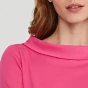 Hot Pink Zip Neck Bardot Top