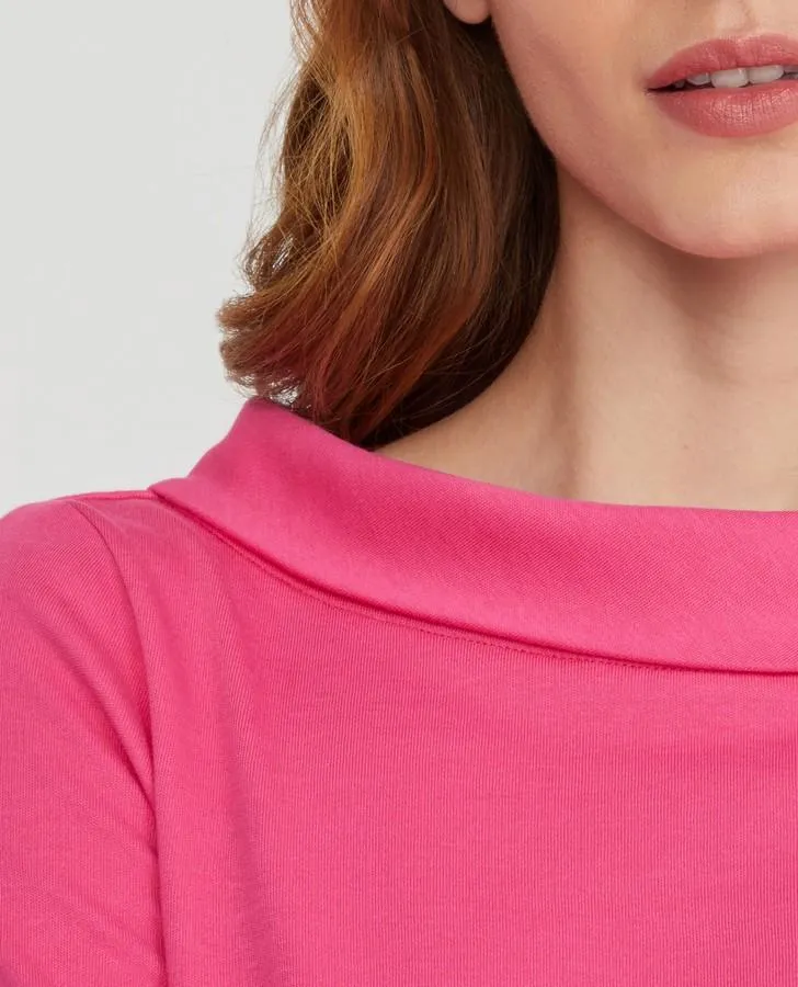 Hot Pink Zip Neck Bardot Top