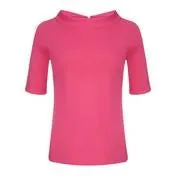 Hot Pink Zip Neck Bardot Top