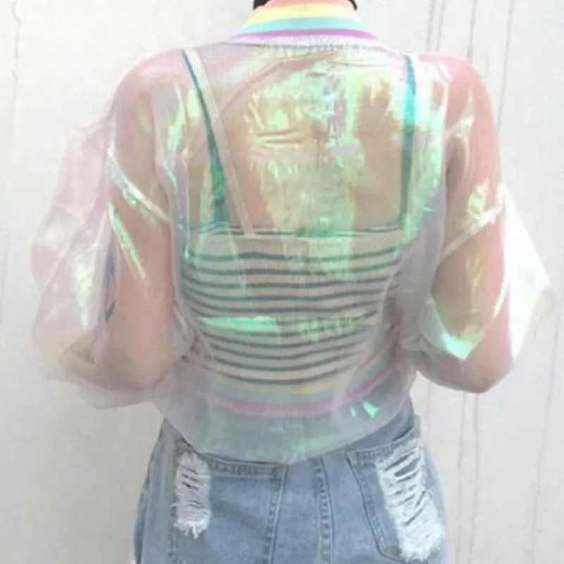 Iridescent Organza Jacket With Rainbow Cuffs