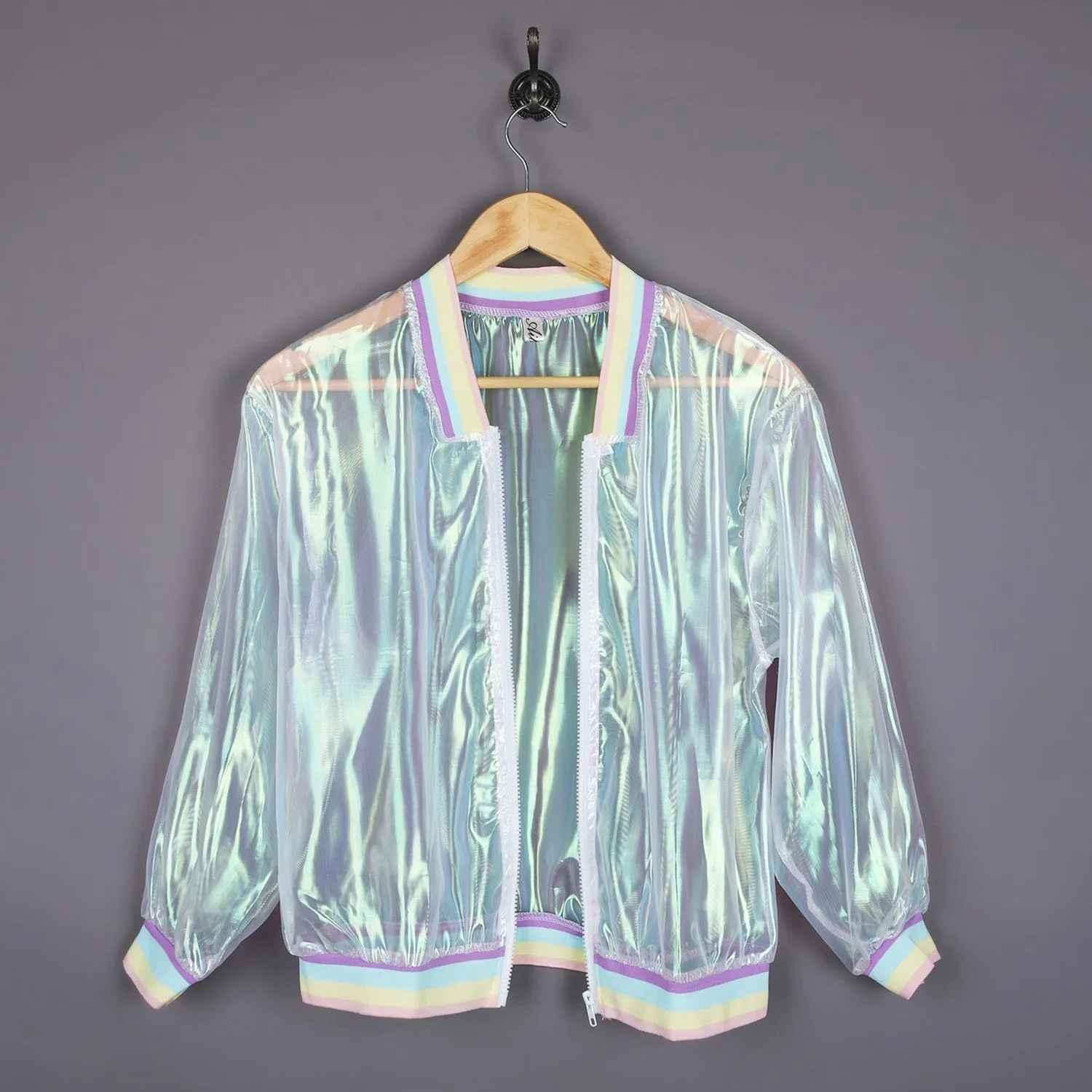 Iridescent Organza Jacket With Rainbow Cuffs