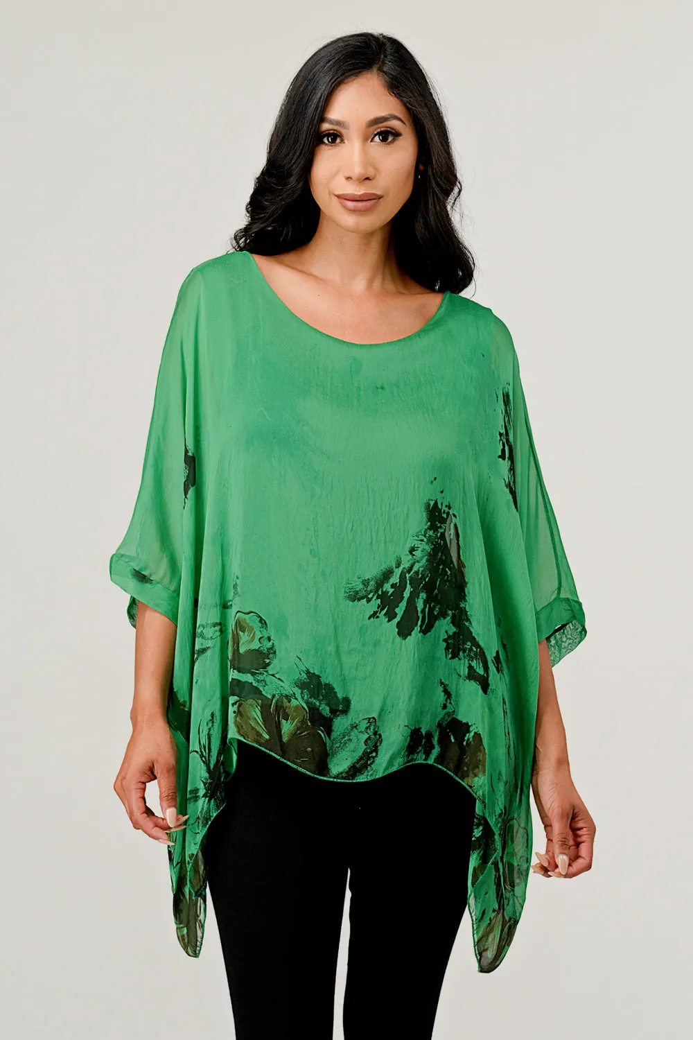 Italian Floral Raw Moda Silk Top