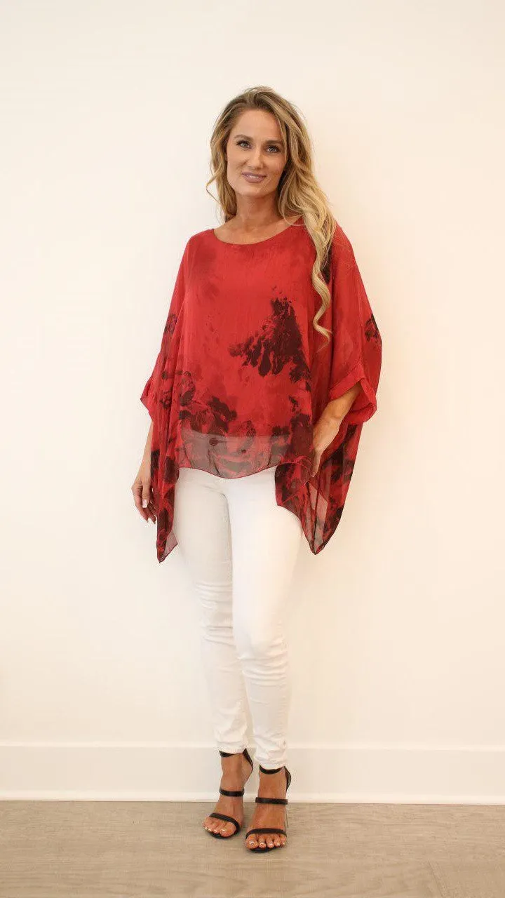 Italian Floral Raw Moda Silk Top