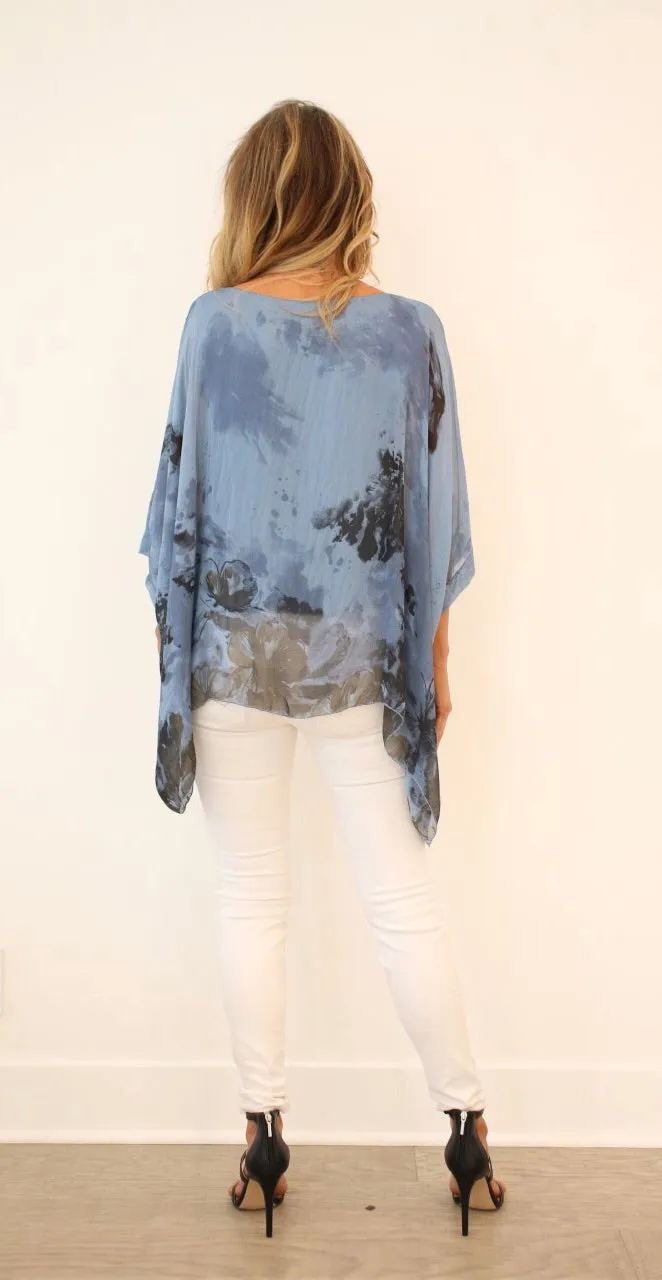 Italian Floral Raw Moda Silk Top