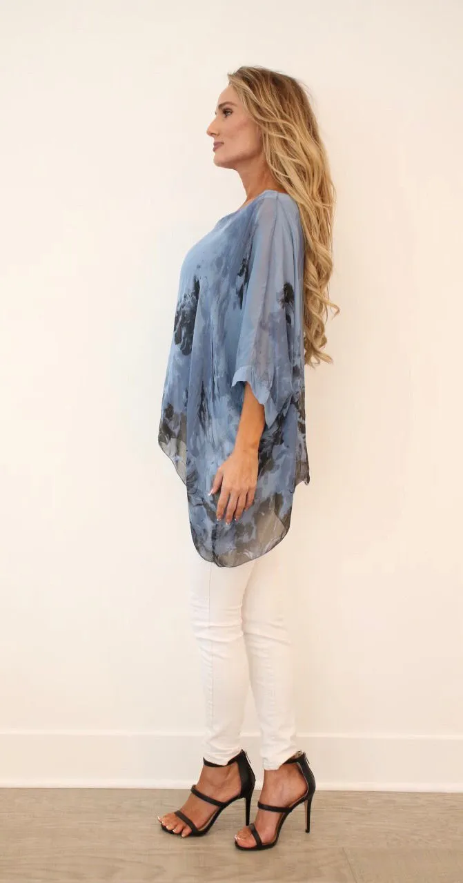 Italian Floral Raw Moda Silk Top