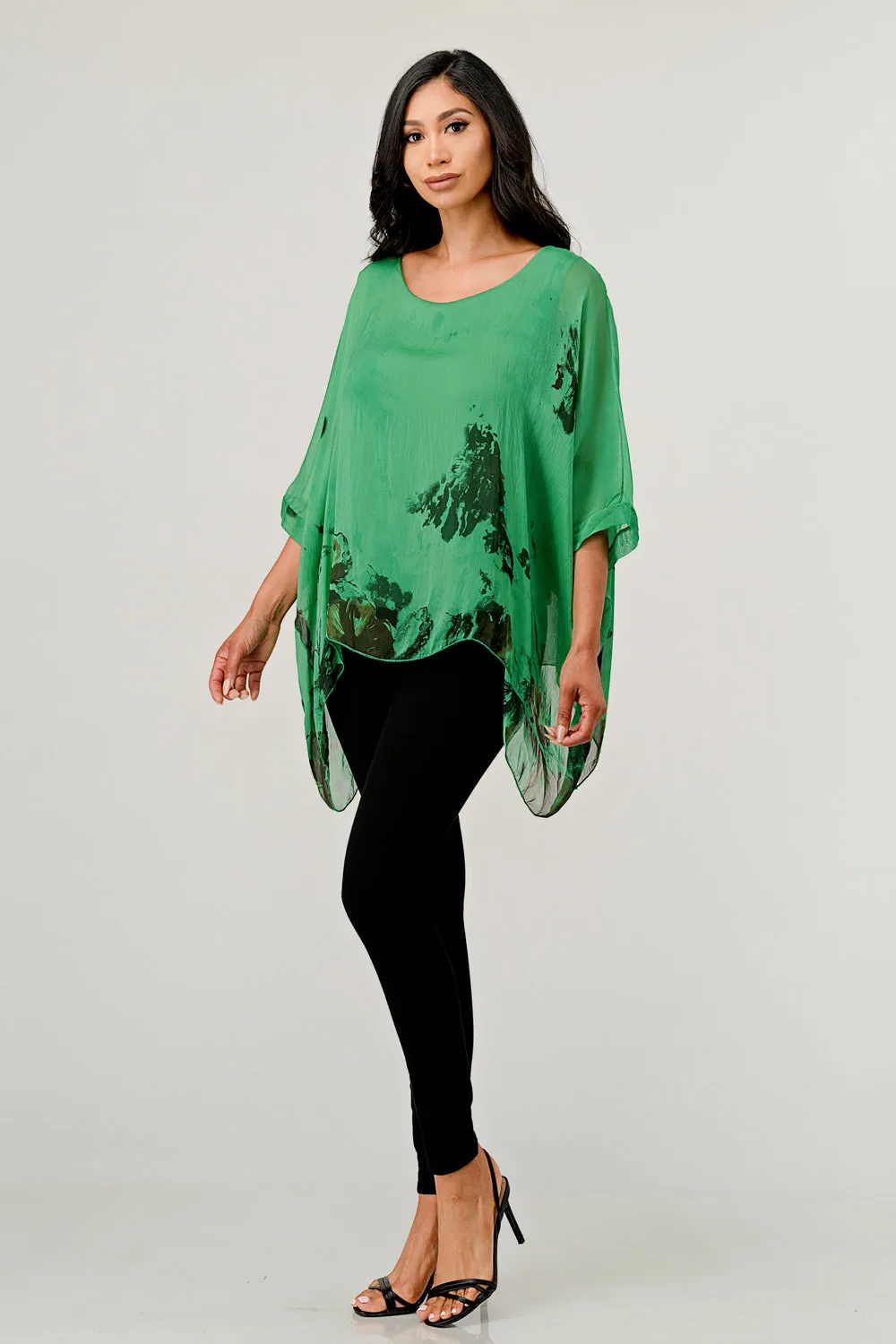 Italian Floral Raw Moda Silk Top