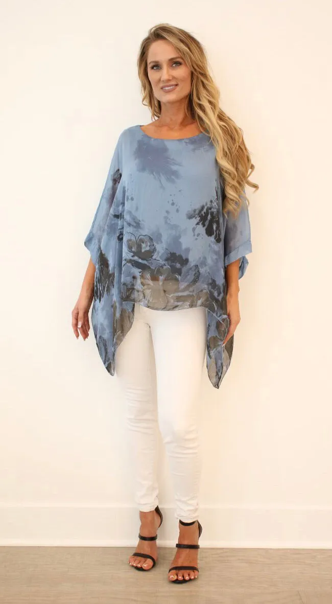 Italian Floral Raw Moda Silk Top