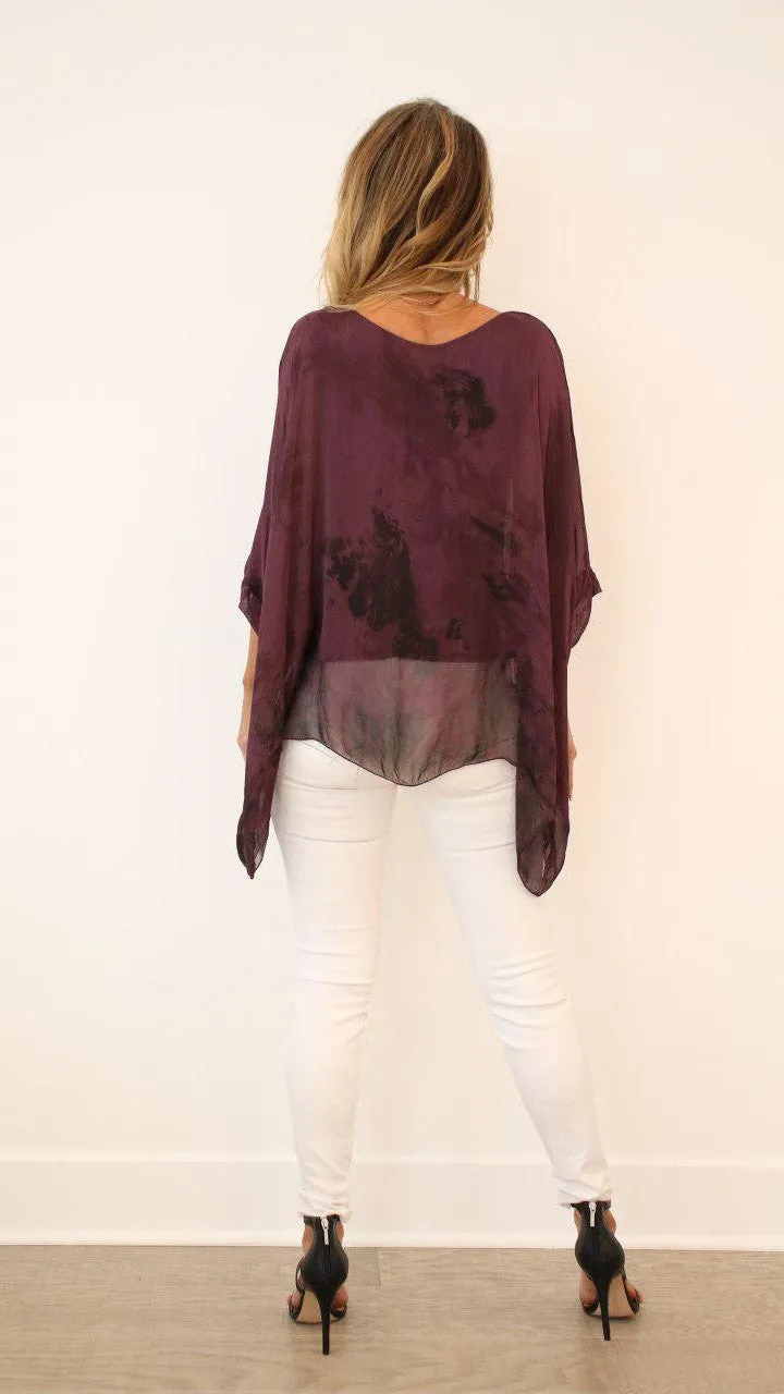 Italian Floral Raw Moda Silk Top