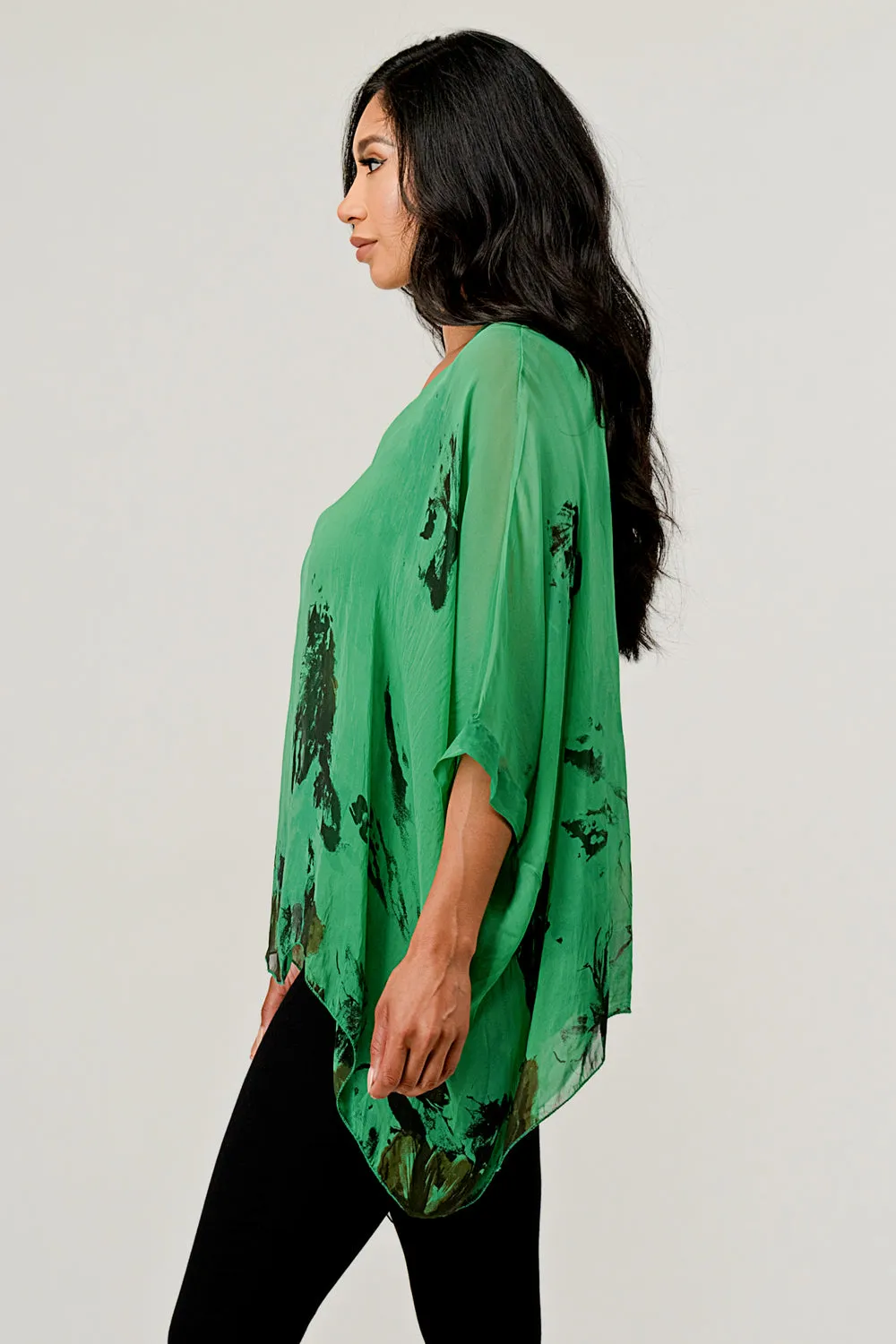 Italian Floral Raw Moda Silk Top