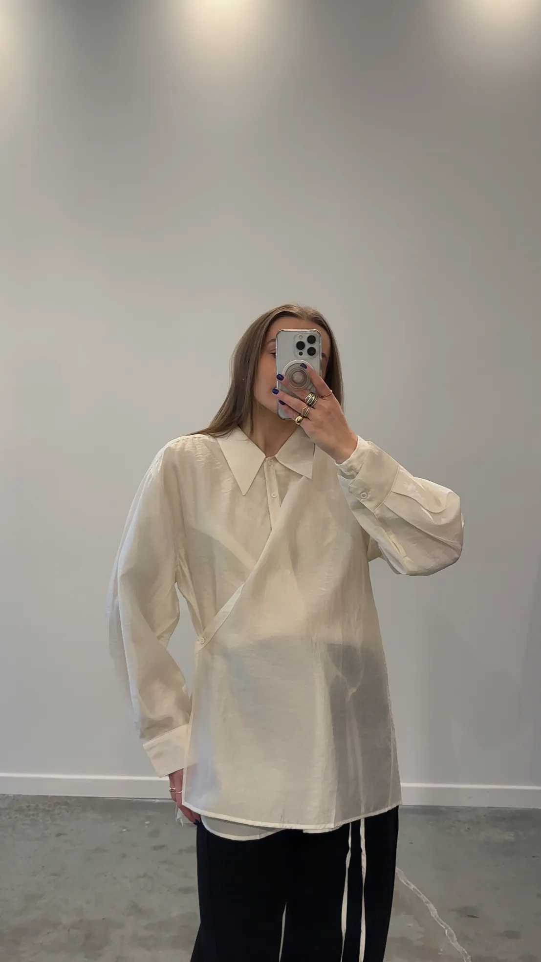 Ivory Organza Side Button Blouse