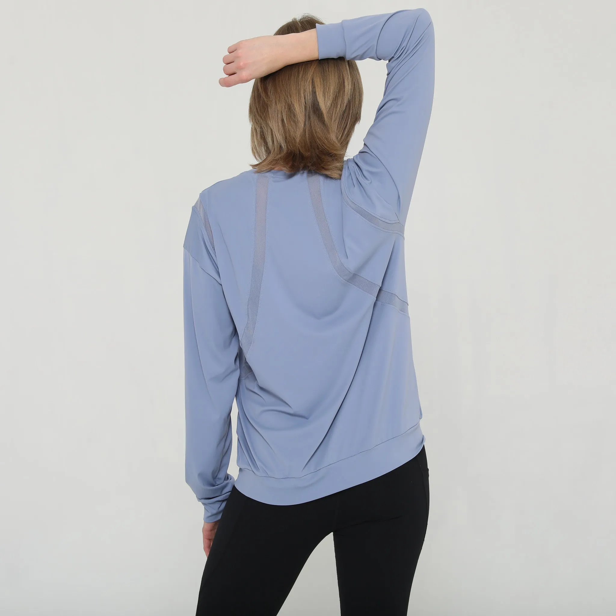 Ivy Mesh Long Sleeve Nursing Top (Pitch Blue)