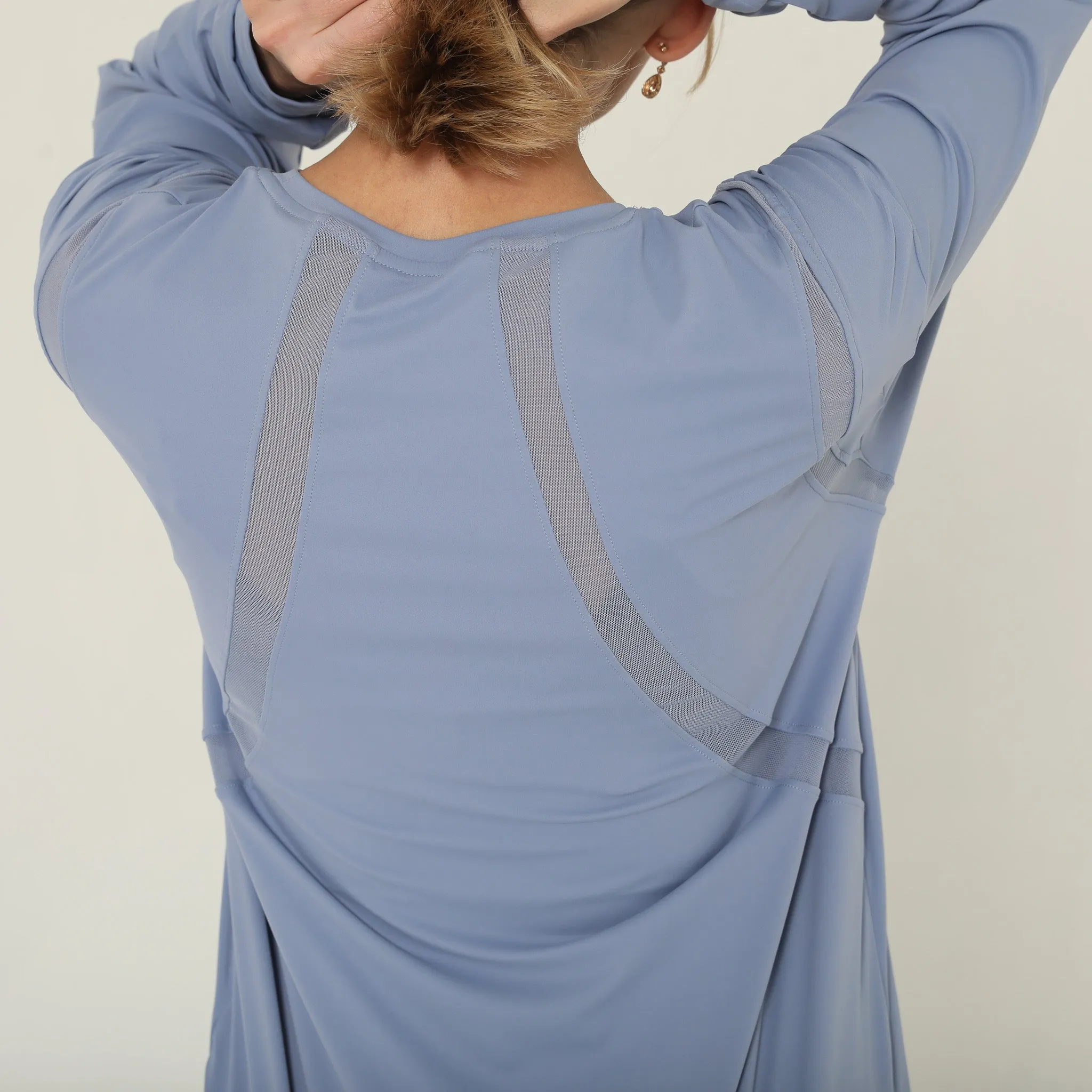 Ivy Mesh Long Sleeve Nursing Top (Pitch Blue)