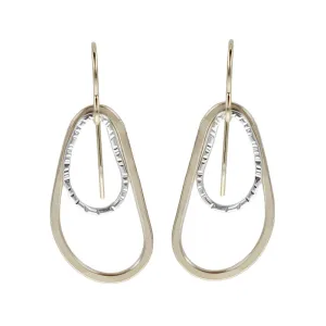 J & I Silver Within Gold Teardrop Hoop Earrings