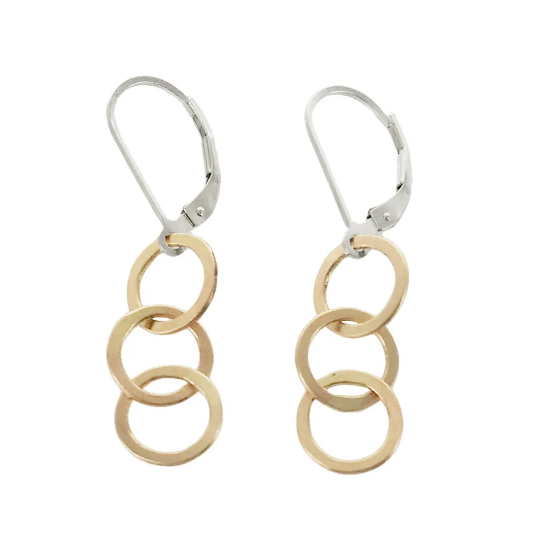 J & I Triple Linked Gold Hoop Earrings