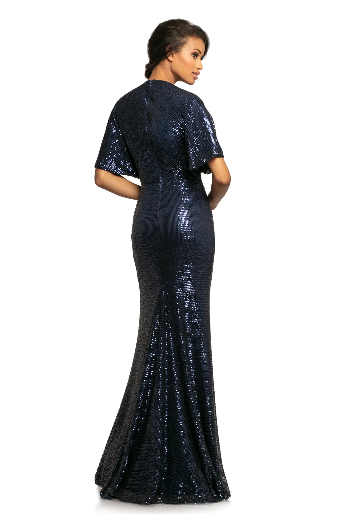 Johnathan Kayne 2015 Size 14 Sequin Prom Dress Sleeve V Neck Wedding Evening Gown