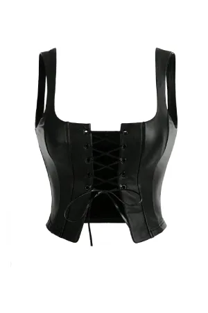 Karly Leather Top (Black)