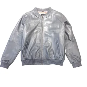 Kashani Grey Naked Lambskin Bomber Jacket