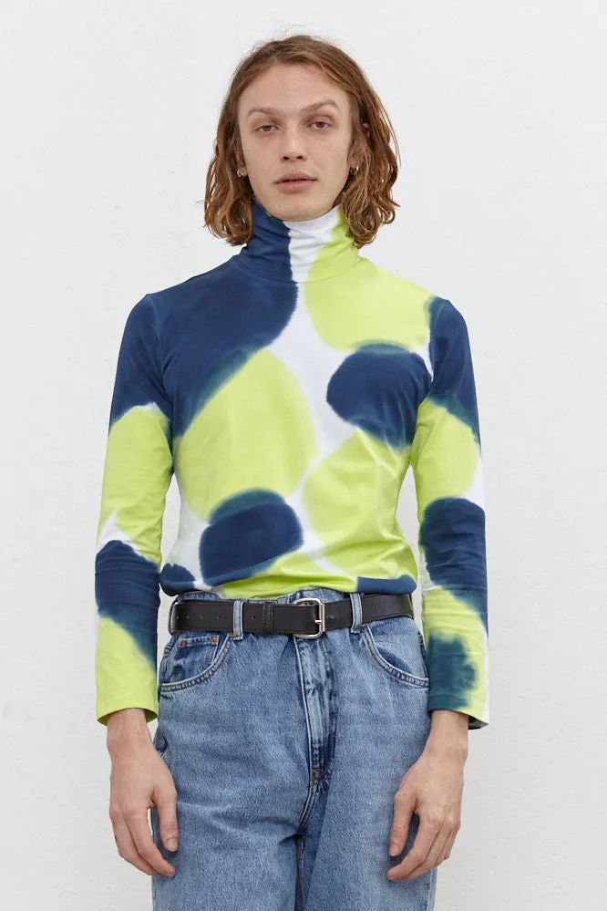 Kat Turtle Neck Top Navy/Lime Green