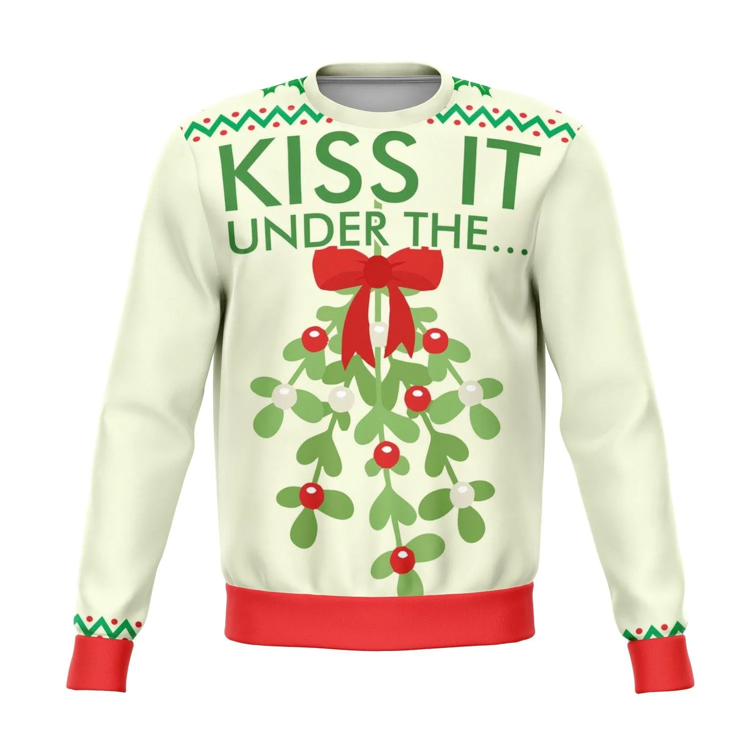 Kiss It under the mistletoe funny ugly Christmas sweater